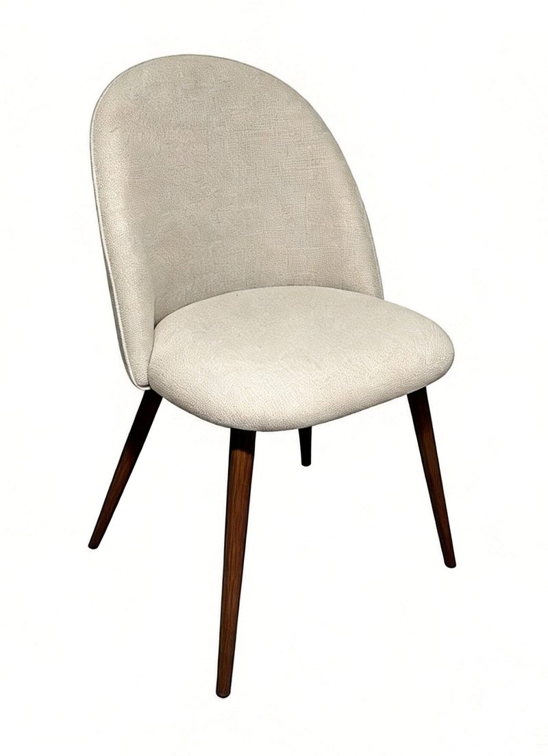 كرسي طعام مبطن بيج C-055 بأرجل خشب داكن – Easy Furniture