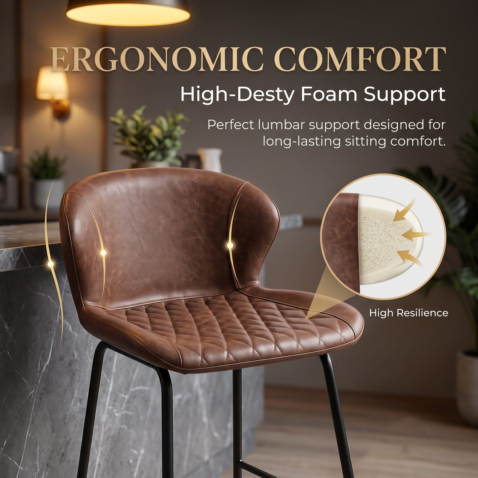 모던 패디드 바 스툴(C-059B) - Easy Furniture