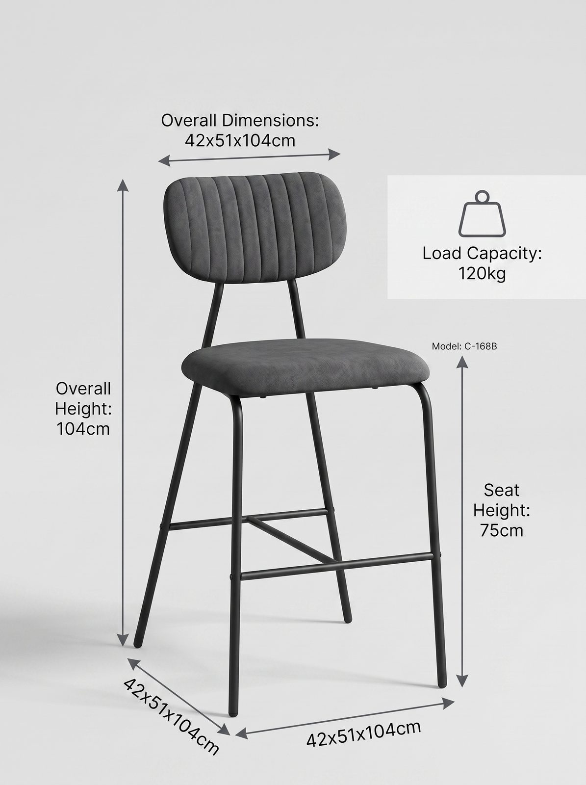 كرسي بار حديث مبطن (C-168B) - Easy Furniture