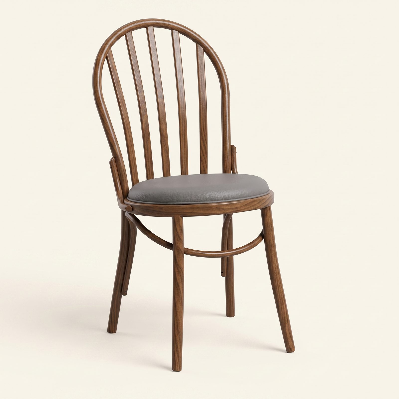 كرسي طعام كلاسيكي C-202S ظهر خشبي مقوّس بمقعد رمادي – Easy Furniture
