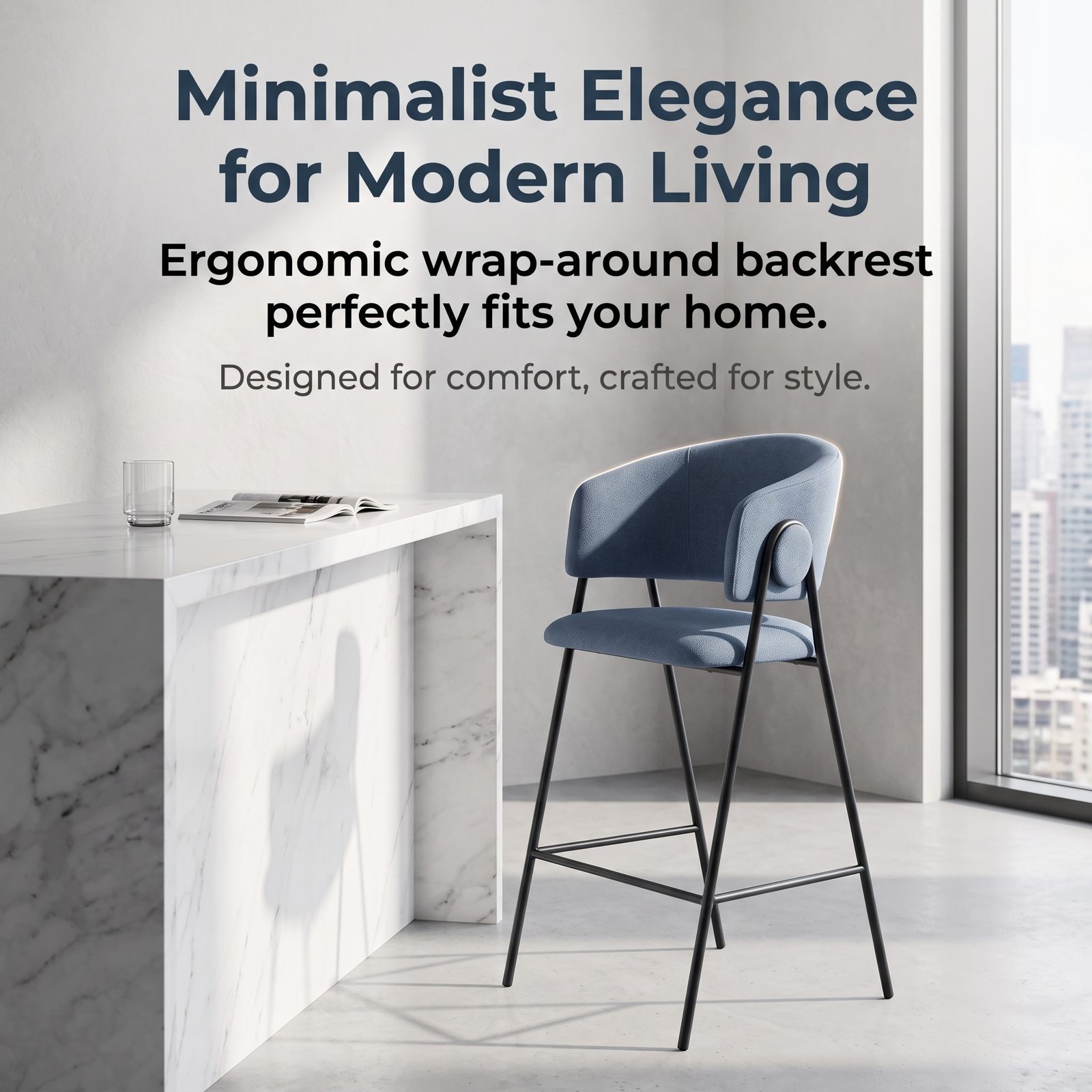 Modern Upholstered Bar Stool (C-249BC) - Image 5