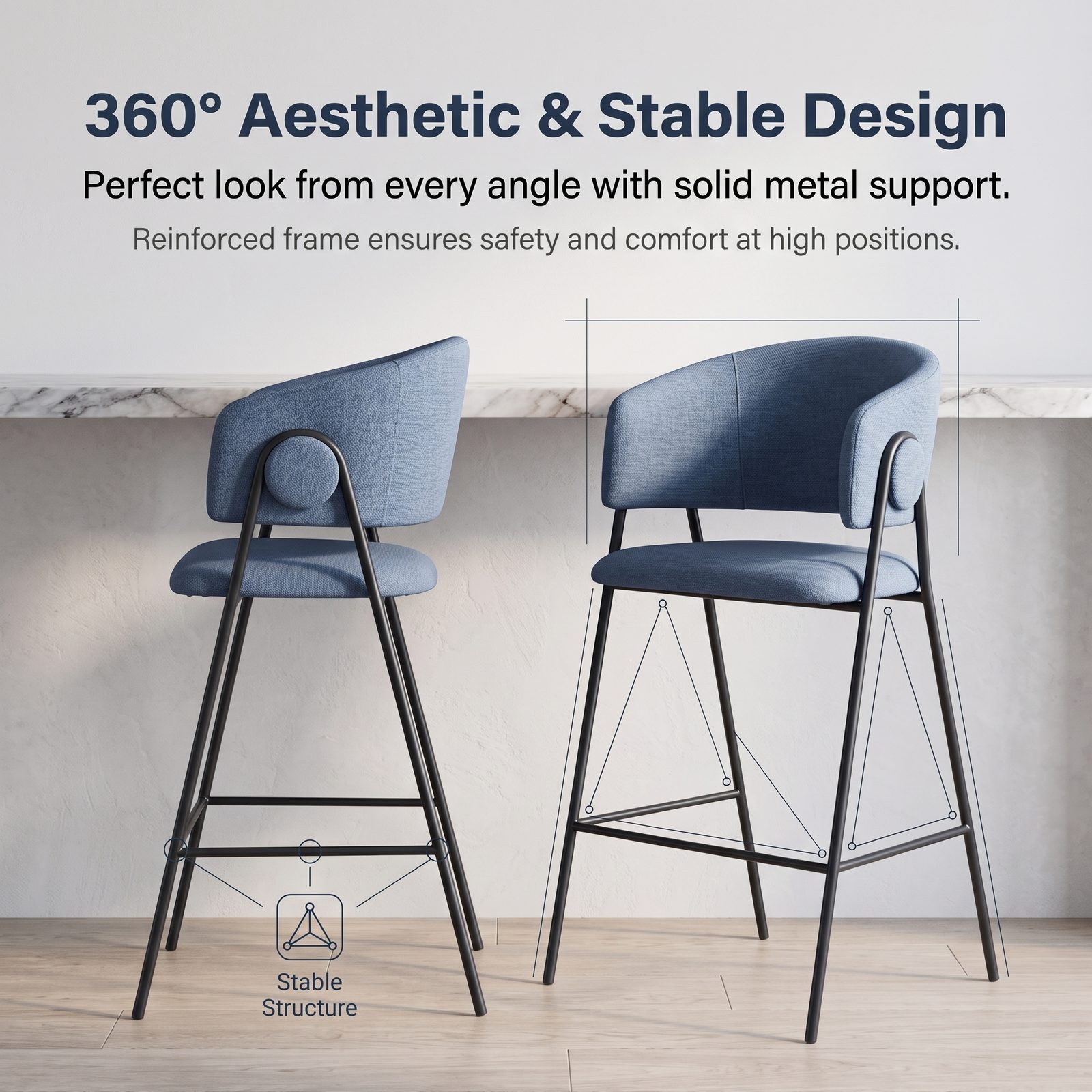 Modern Upholstered Bar Stool (C-249BC) - Image 7